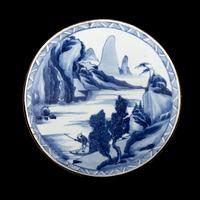 A Chinese Blue and White Porcelain Circular Plaque