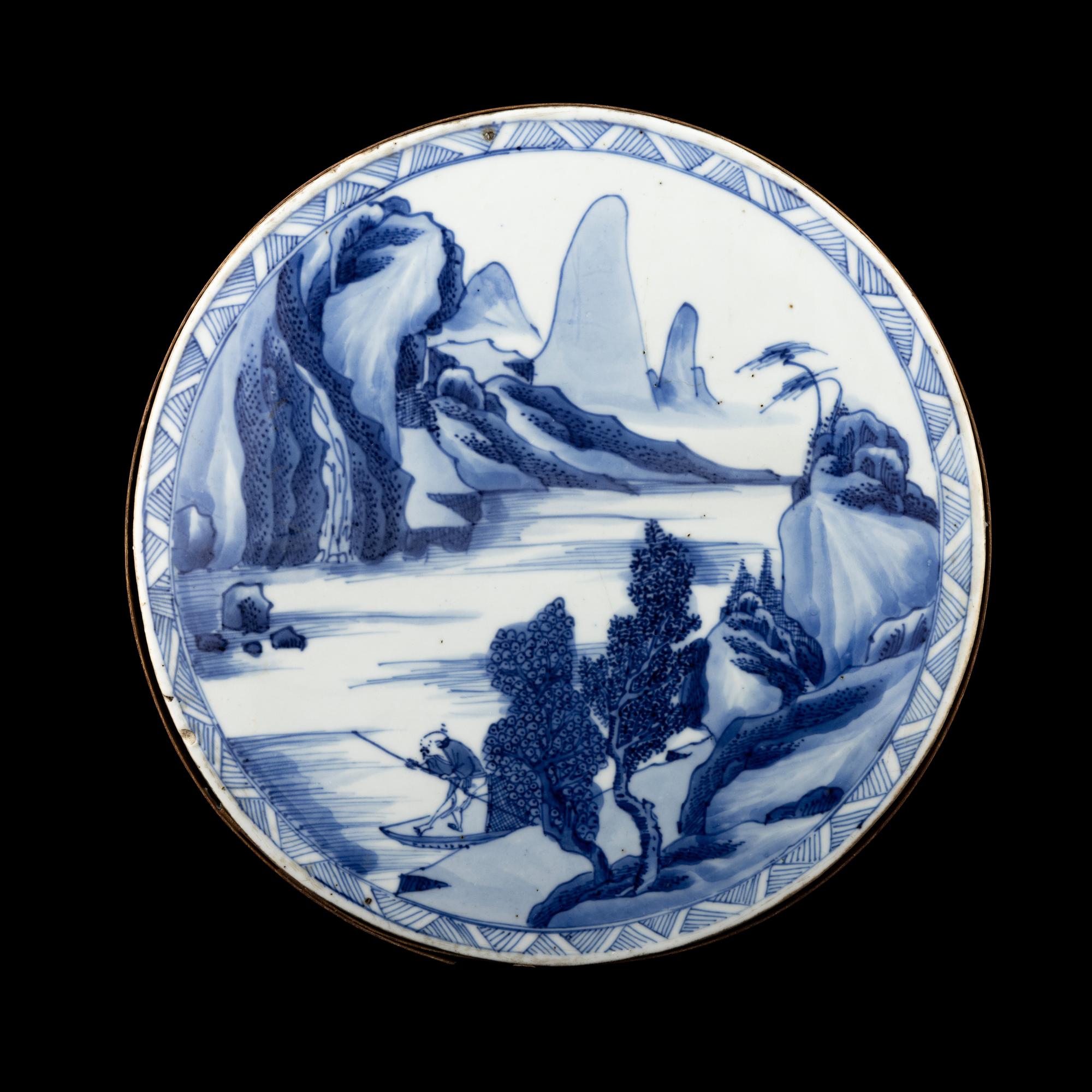 A Chinese Blue and White Porcelain Circular Plaque