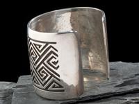 Sterling Silver Cuff Bracelet, with Repeating Greek Key Pattern