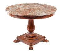 A Charles X Mahogany Center Table Height 30 1/2 x diameter of top 41 inches. — CIRCA 1840