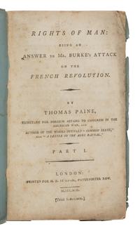 Paine, Thomas (1737-1809). Rights of Man: Being an Answer to Mr. Burke's Attack on the French Revolution. Part I . London: for H.D. Symonds, 1792.