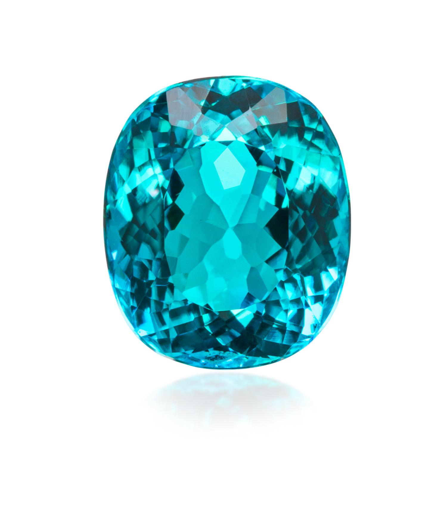 A Fine 4.01 Carat Cushion Cut Brazilian Paraiba Tourmaline,