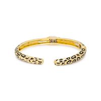 DIAMOND, ENAMEL, AND YELLOW GOLD LEOPARD PRINT CUFF BRACELET