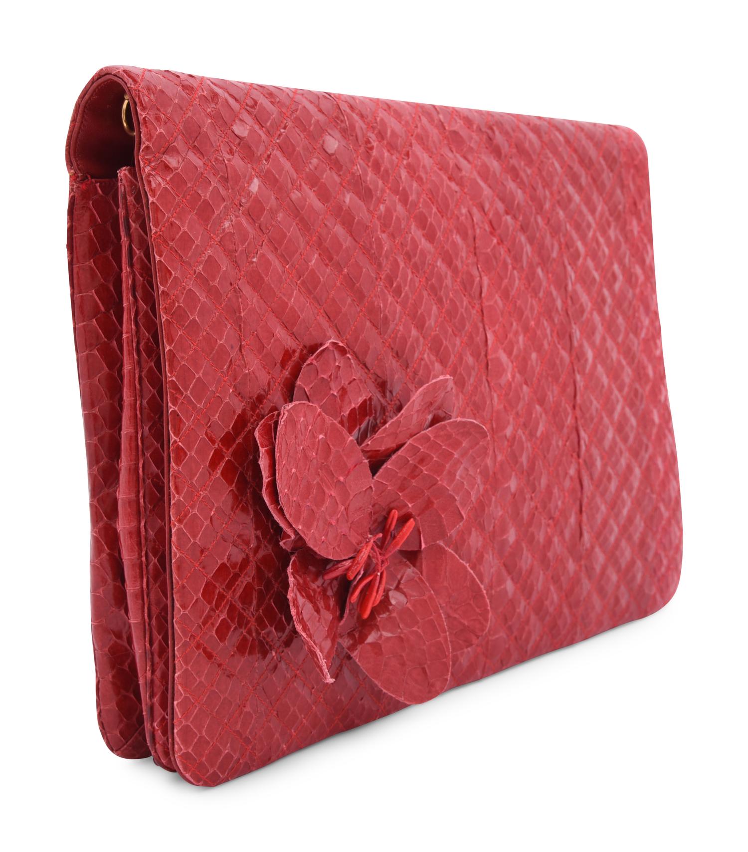 Judith Leiber Quilted Snakeskin Clutch