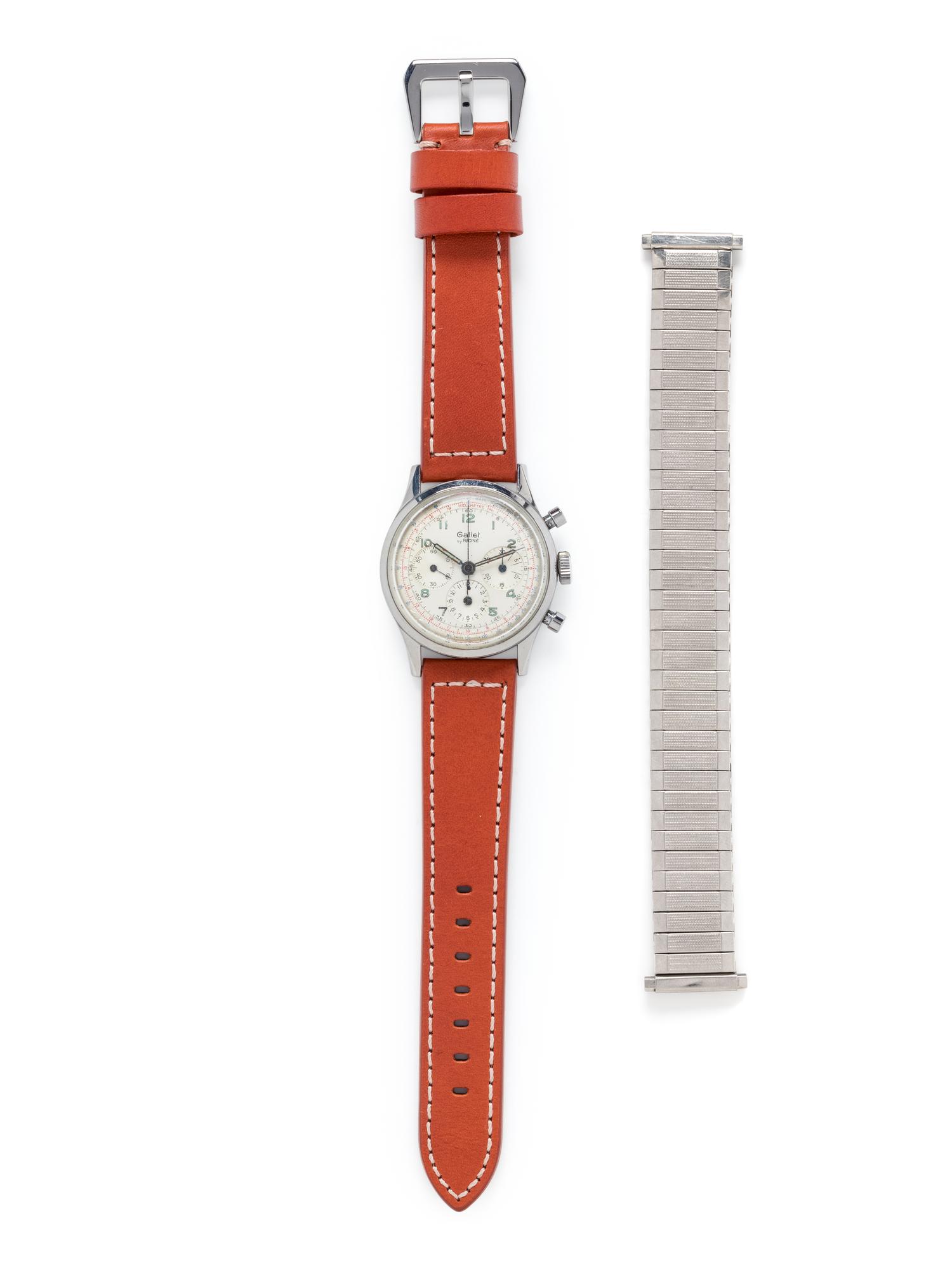 GALLET BY RACINE, VINTAGE, STAINLESS STEEL CHRONOGRAPH WRISTWATCH