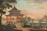 An Emperor in a Pavilion with Courtiers