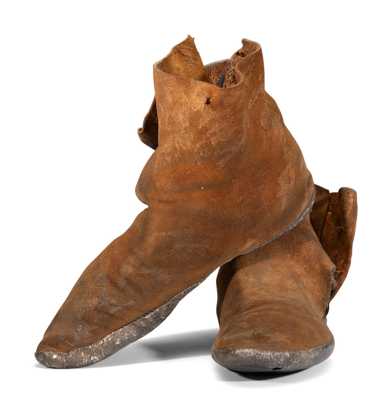 Navajo Buffalo Hide Moccasins, Collected by Hoffman Birney (1891-1958)