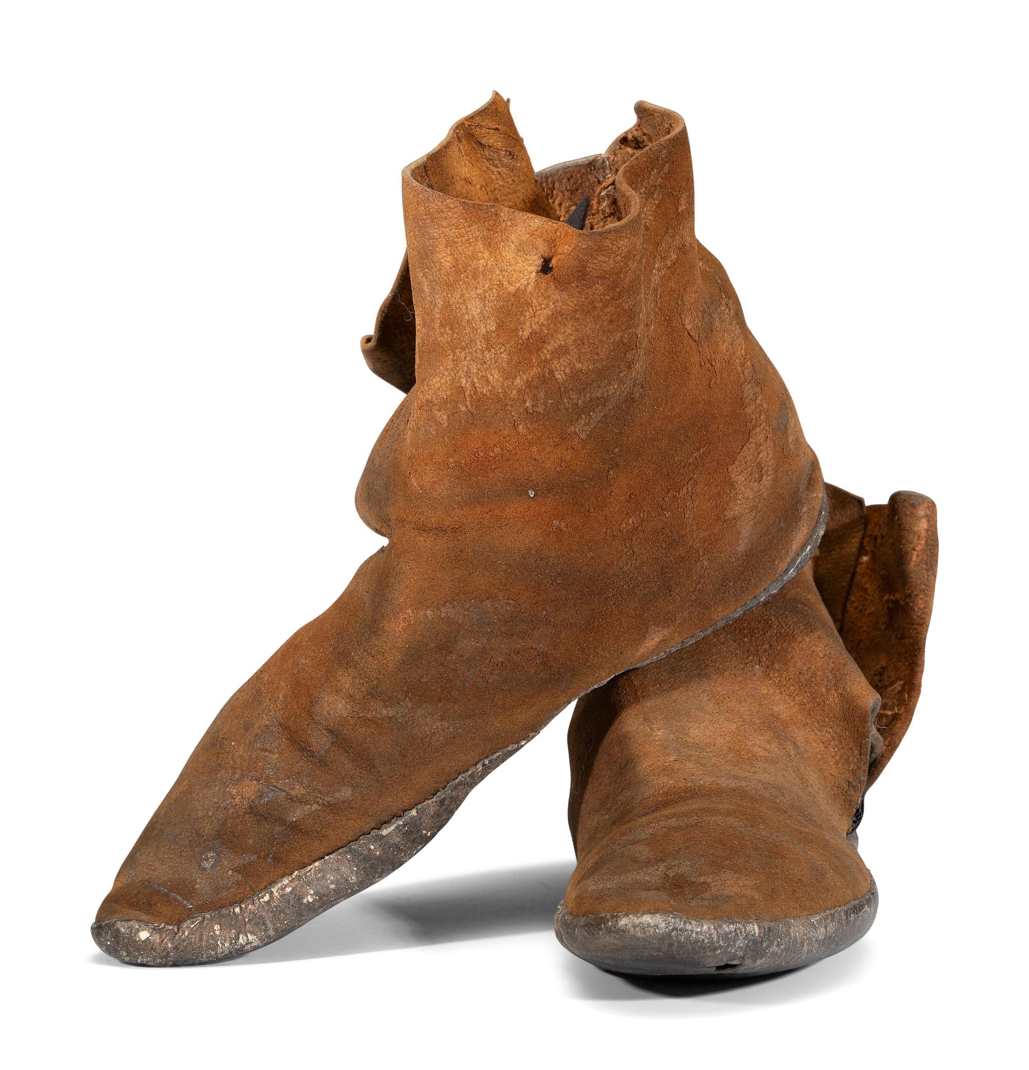 Navajo Buffalo Hide Moccasins, Collected by Hoffman Birney (1891-1958)