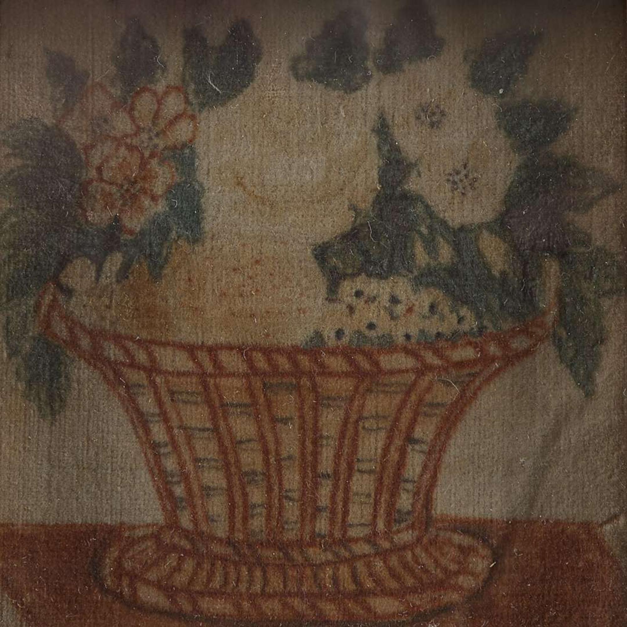 American School 19th century Miniature Theorem: Basket of Flowers