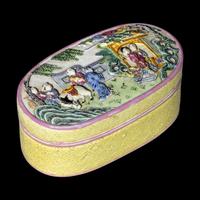 A Chinese Carved Famille Rose Porcelain Covered Box