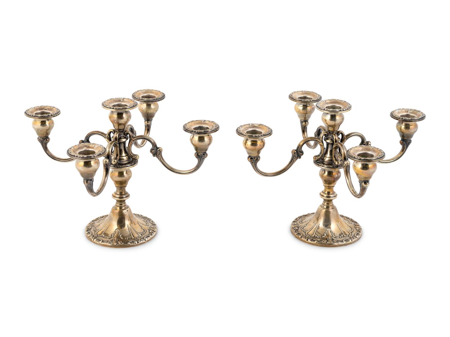 A Pair of Gorham Weighted Silver Candelabra