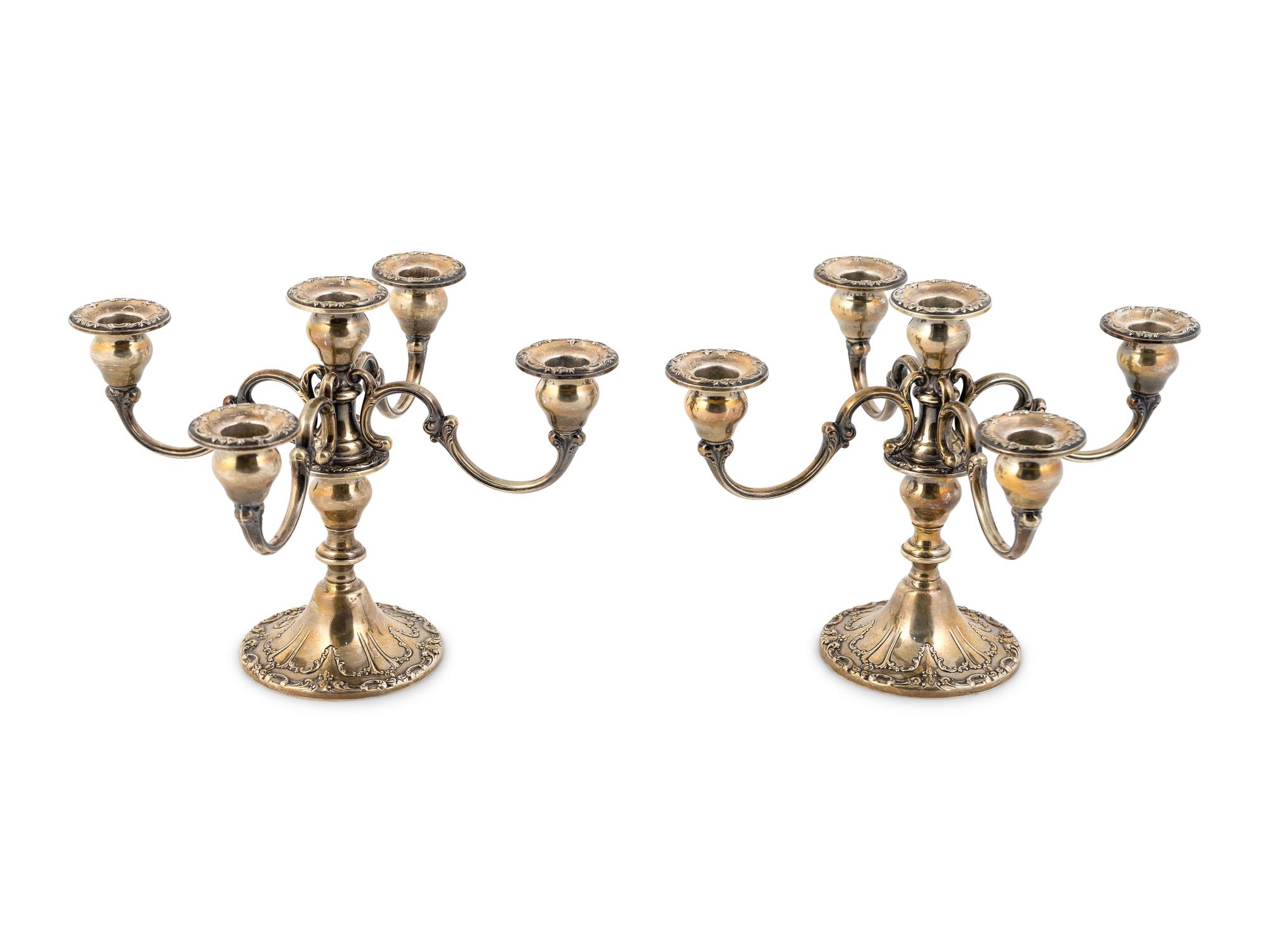 A Pair of Gorham Weighted Silver Candelabra