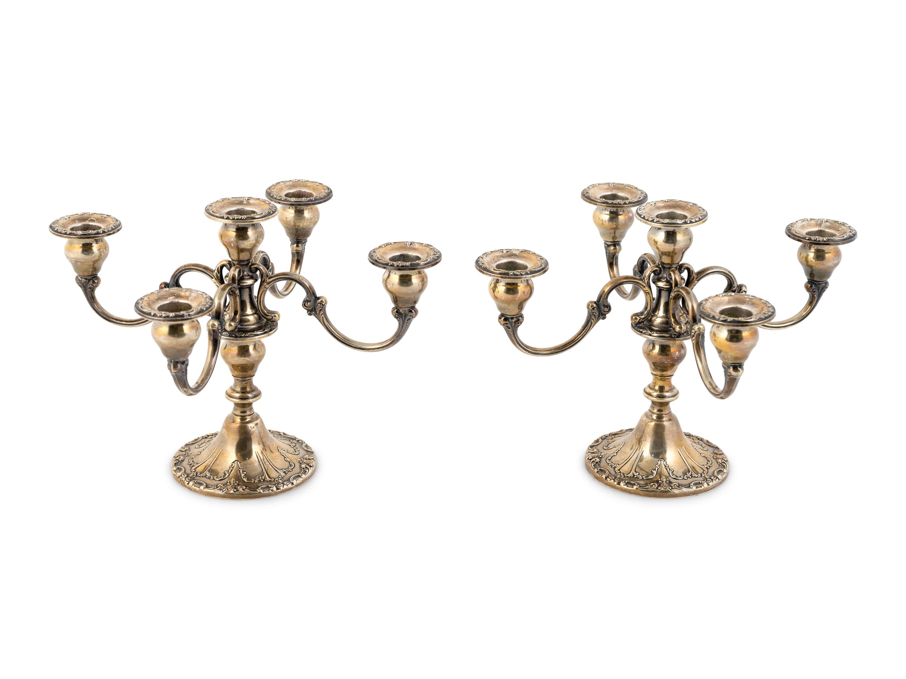 A Pair of Gorham Weighted Silver Candelabra