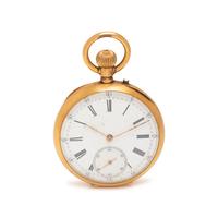 18K YELLOW GOLD OPEN FACE POCKET WATCH