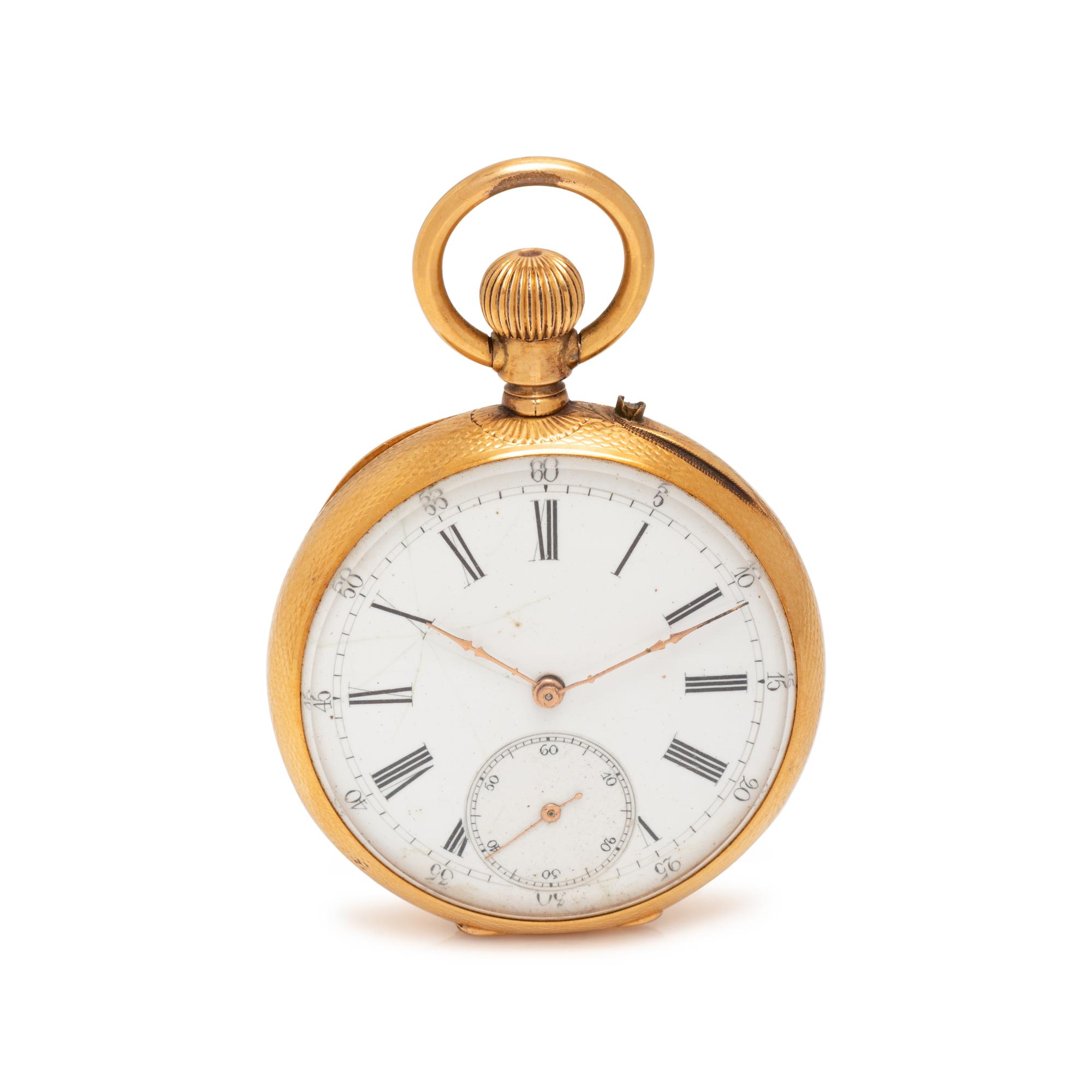 18K YELLOW GOLD OPEN FACE POCKET WATCH