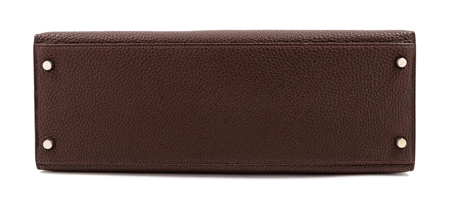 An Hermès Brown Togo 36cm Kelly, 10" H x 14" W x 5" D; Handle drop: 3.5".
