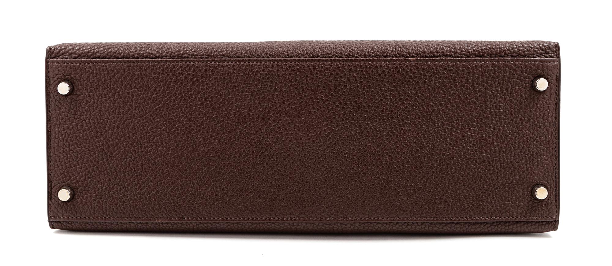 An Hermès Brown Togo 36cm Kelly, 10" H x 14" W x 5" D; Handle drop: 3.5".