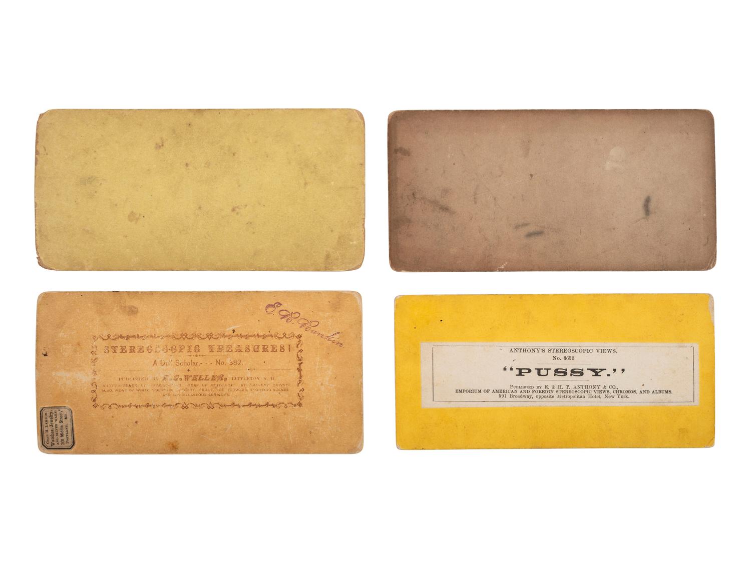 [EARLY PHOTOGRAPHY]. 9 mounted photographs of cats, incl. examples by SOULE, BURNHAM, and PARTRIDGE.