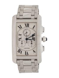 CARTIER, REF. 2312 18K WHITE GOLD 'TANK AMERICAINE' CHRONOGRAPH WATCH