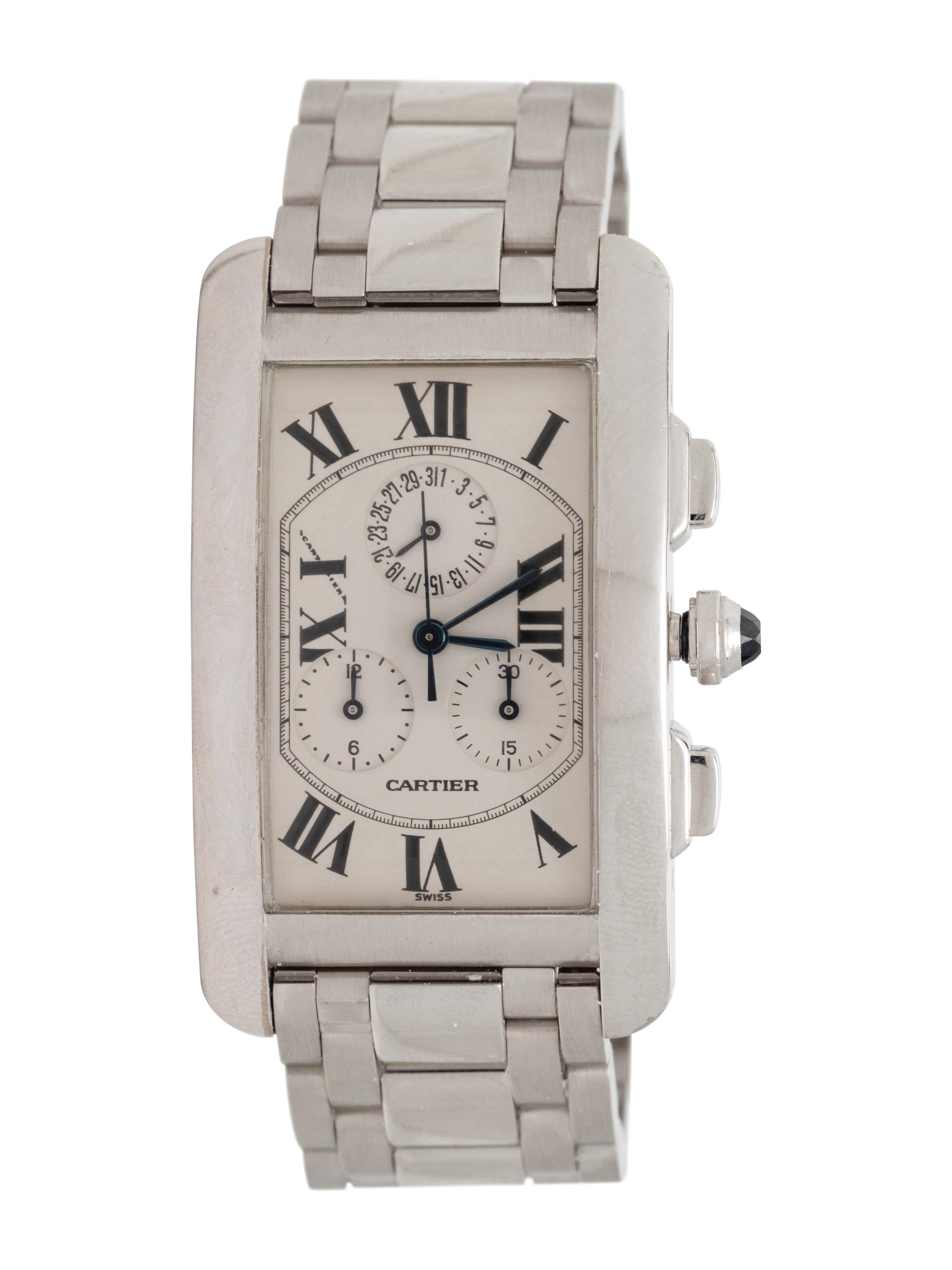CARTIER, REF. 2312 18K WHITE GOLD 'TANK AMERICAINE' CHRONOGRAPH WATCH