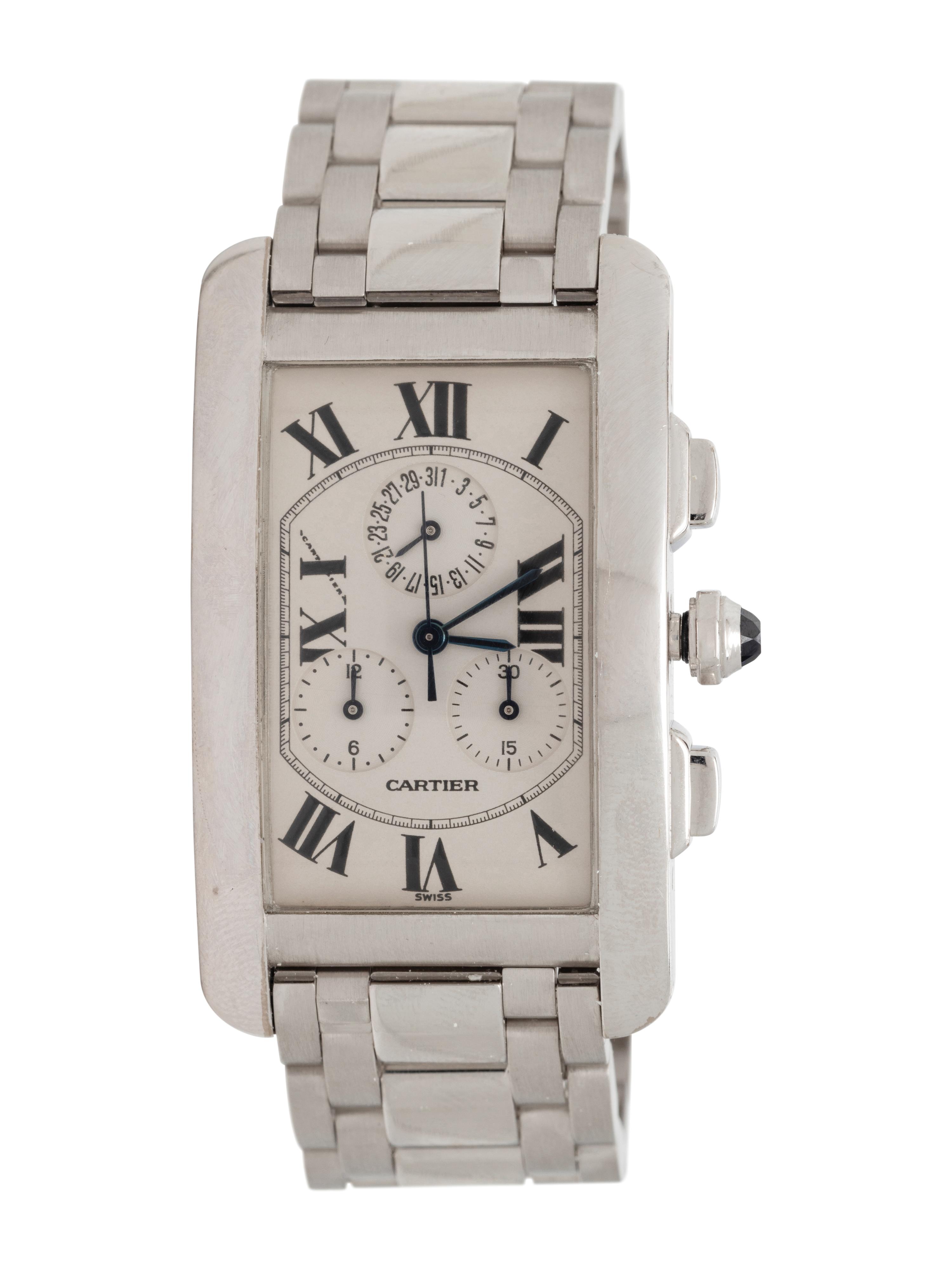 CARTIER, REF. 2312 18K WHITE GOLD 'TANK AMERICAINE' CHRONOGRAPH WATCH