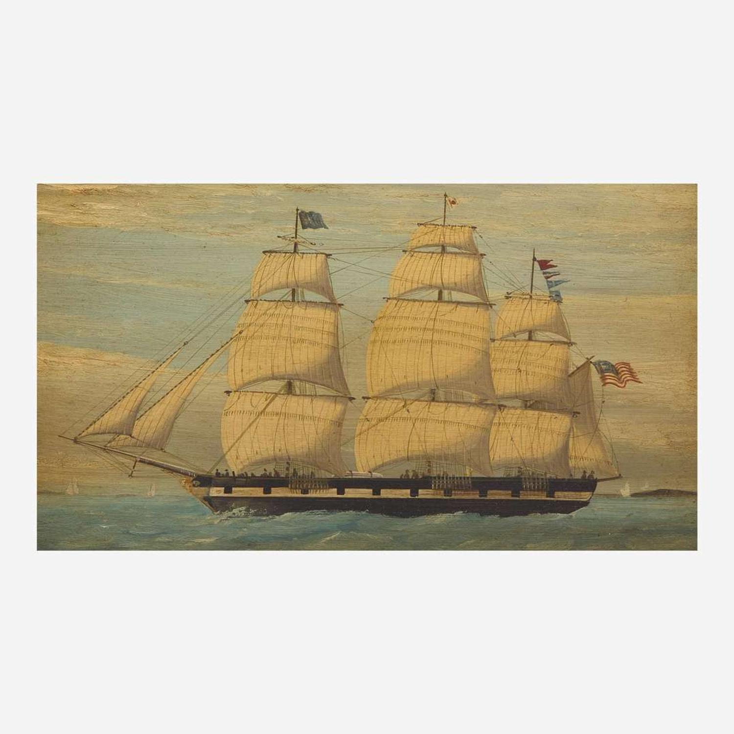 American School 19th century Two Portraits of American Packet Ships