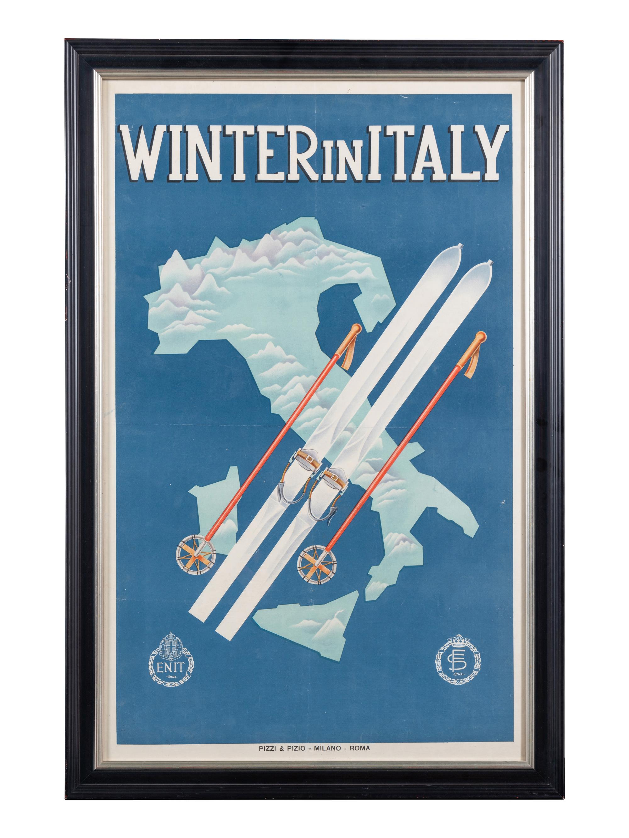 A Pizzi and Pizio Winter in Italy Travel Poster
