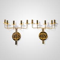 Tommi Parzinger (German, 1903–1981) — Pair of Brass Wall Candelabra, c. 1950