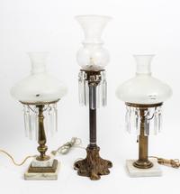 A Group of Six Gilt Metal and Marble Table Lamps Height of tallest 18 3/4 inches. — 20TH CENTURY