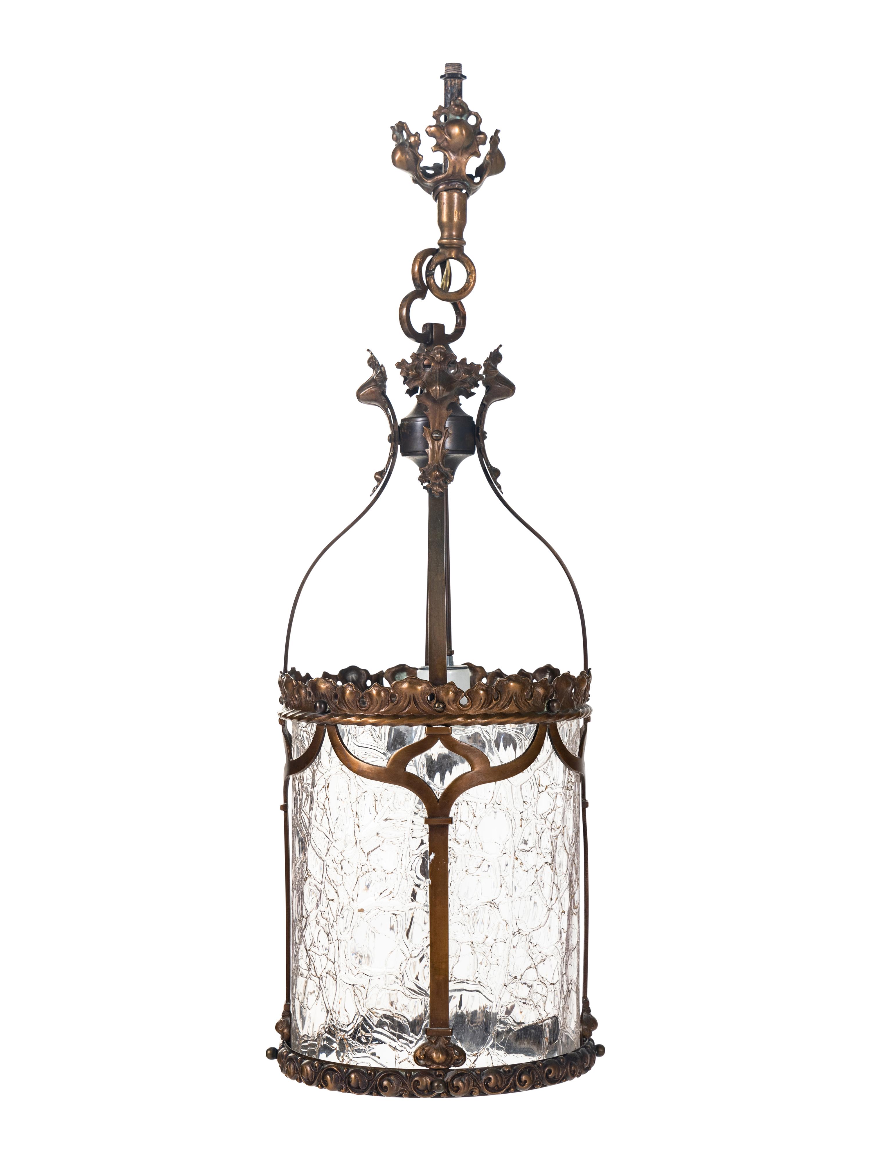 A Set of Four Gothic Style Brass Hall Lanterns