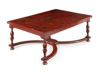 A Parcel Gilt and Red Lacquered Chinoiserie Decorated Low Table