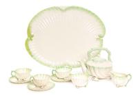 An Assembled Belleek Neptune Tea Service, Width of tray 17 1/2 inches.