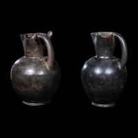 Two Etruscan Bucchero Oinochoai