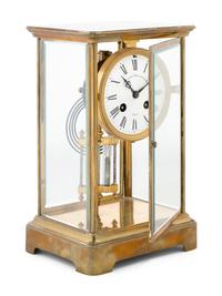 A Continental Brass Regulator Clock Retailed by Bigelow Kennard and Co.