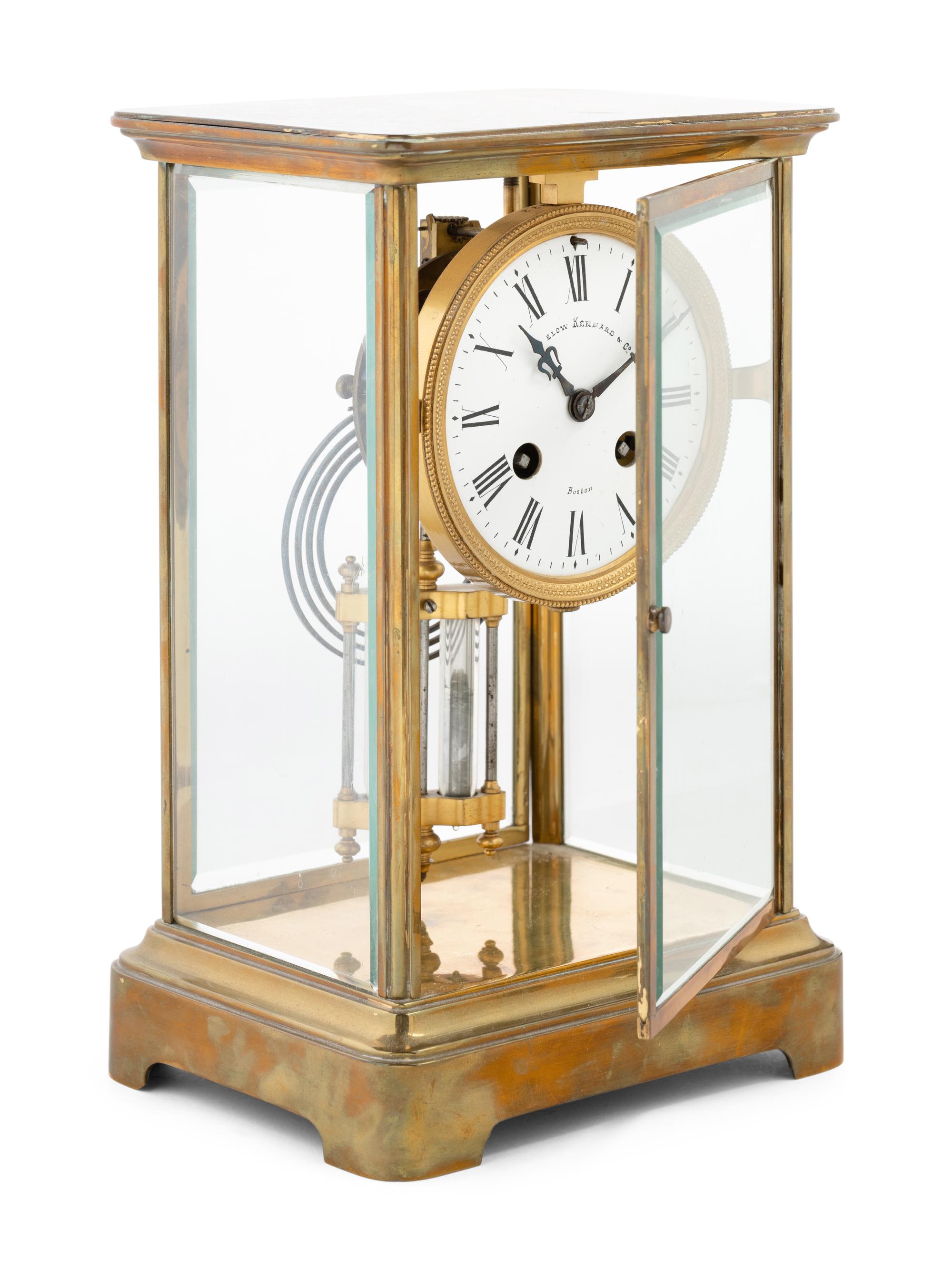 A Continental Brass Regulator Clock Retailed by Bigelow Kennard and Co.