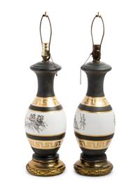 A Pair of Neoclassical Style Porcelain Lamps
