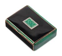 A Yellow-Gold, Diamond, Enamel and Jadeite-Inset Snuff Box