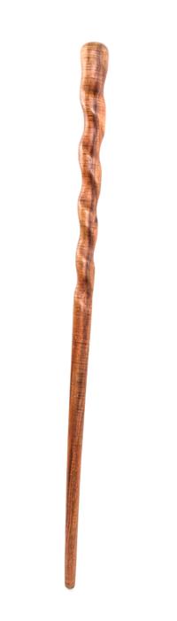 A Spiral Tigerwood Walking Stick. Length of handle 2 x length overall 34 1/2 inches.