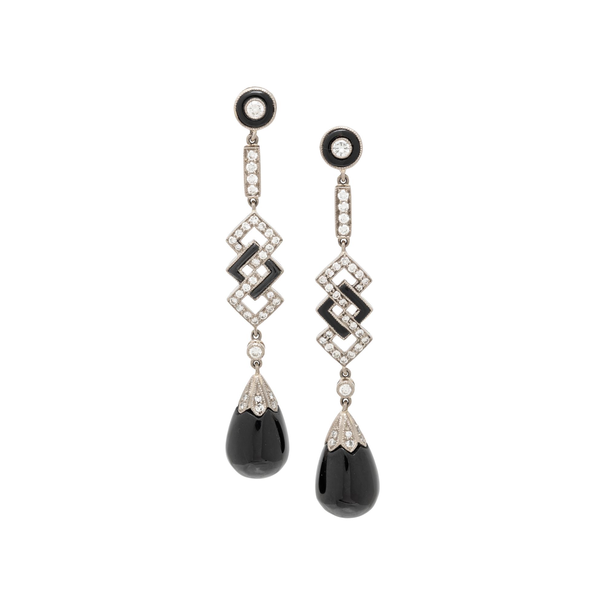 ONYX AND DIAMOND EARRINGS