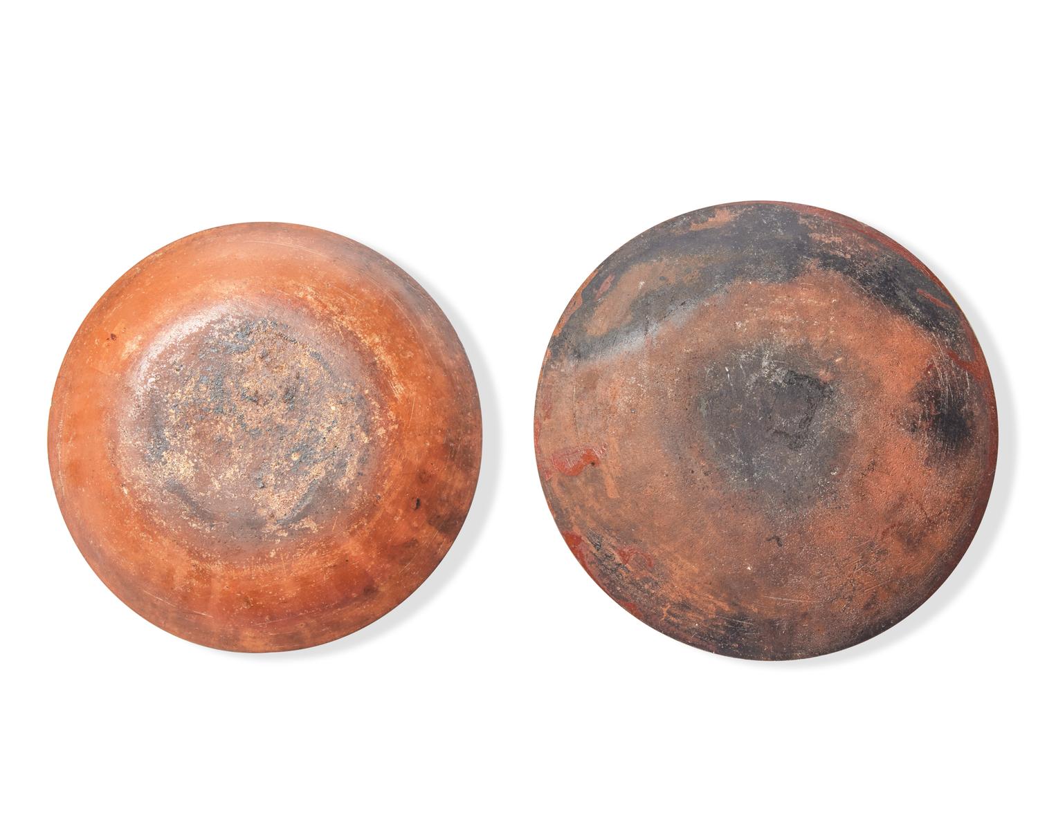 Two Glazed and Slip-Decorated Redware Plates, New England, 19th Century