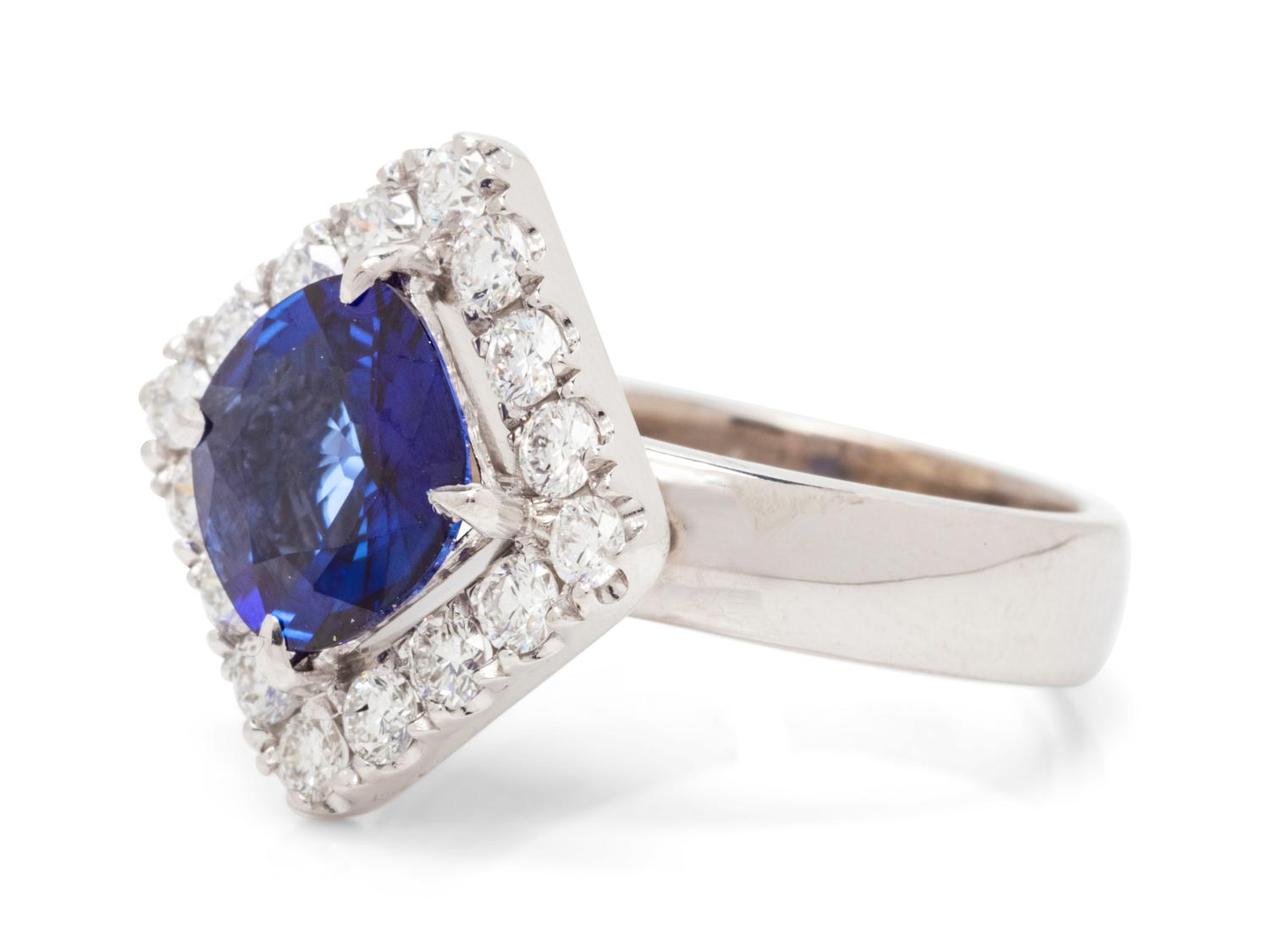 An 18 Karat White Gold, Sapphire and Diamond Ring,