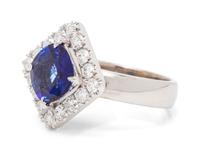 An 18 Karat White Gold, Sapphire and Diamond Ring,