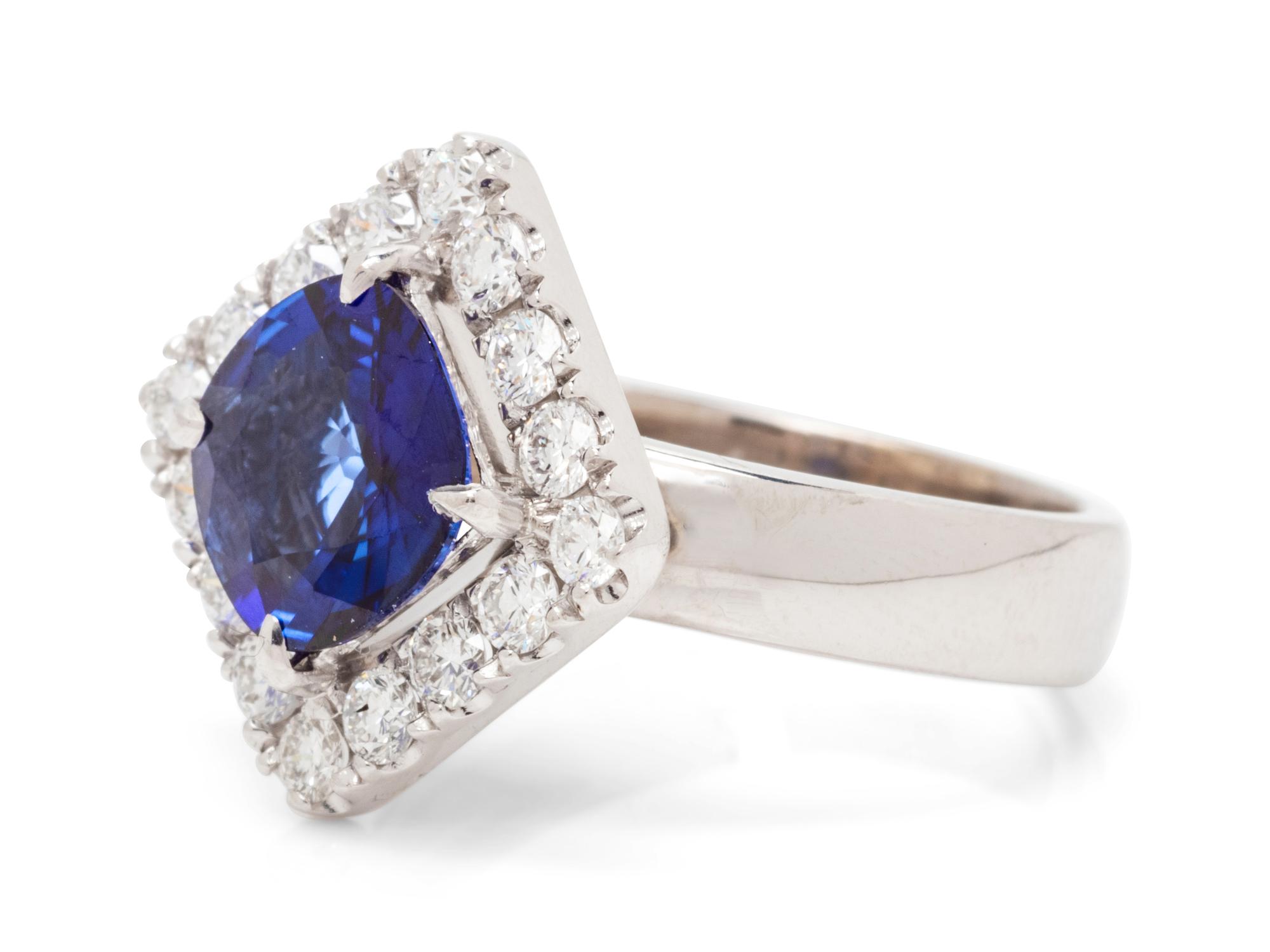 An 18 Karat White Gold, Sapphire and Diamond Ring,