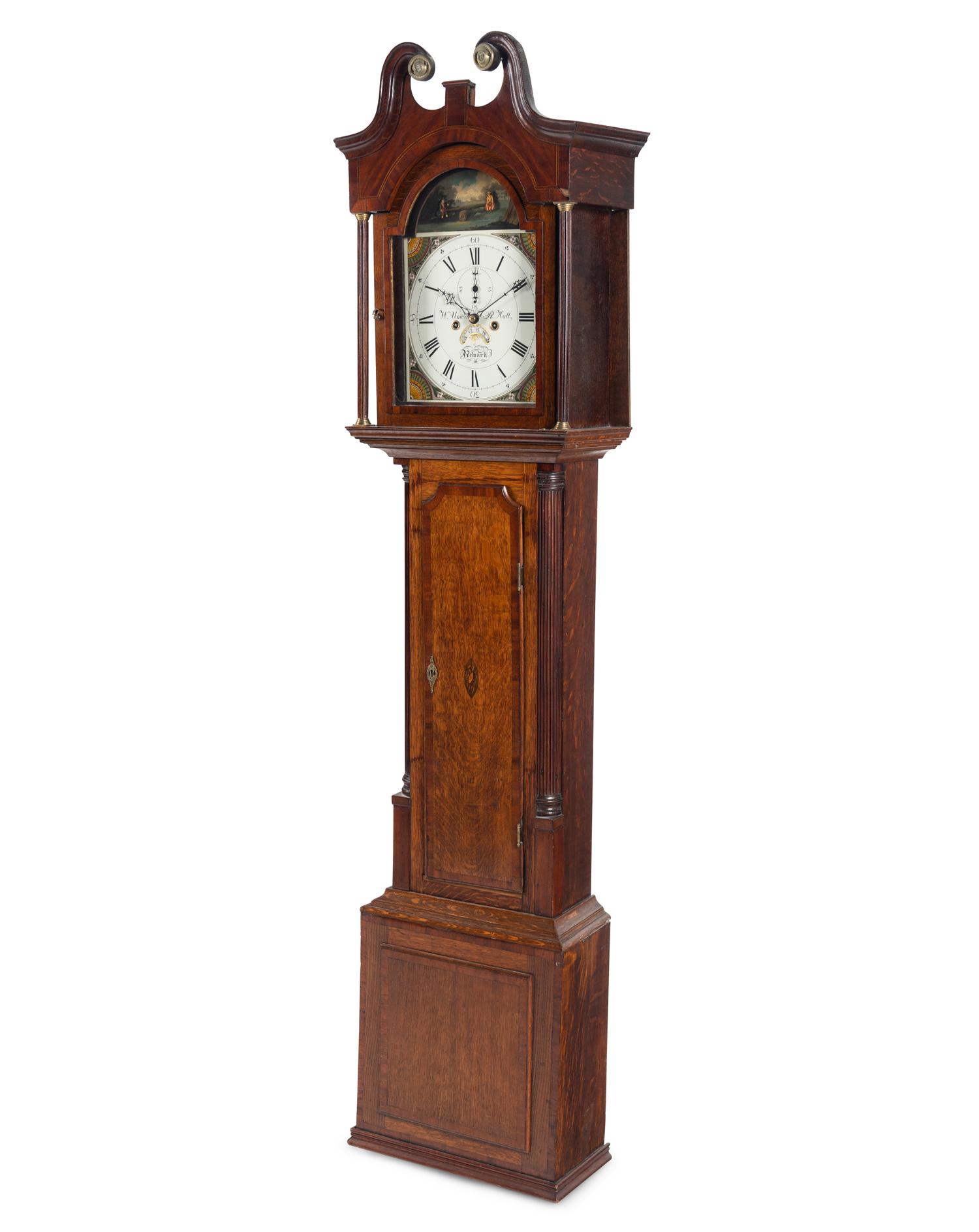 A George III Oak and Walnut Longcase Clock