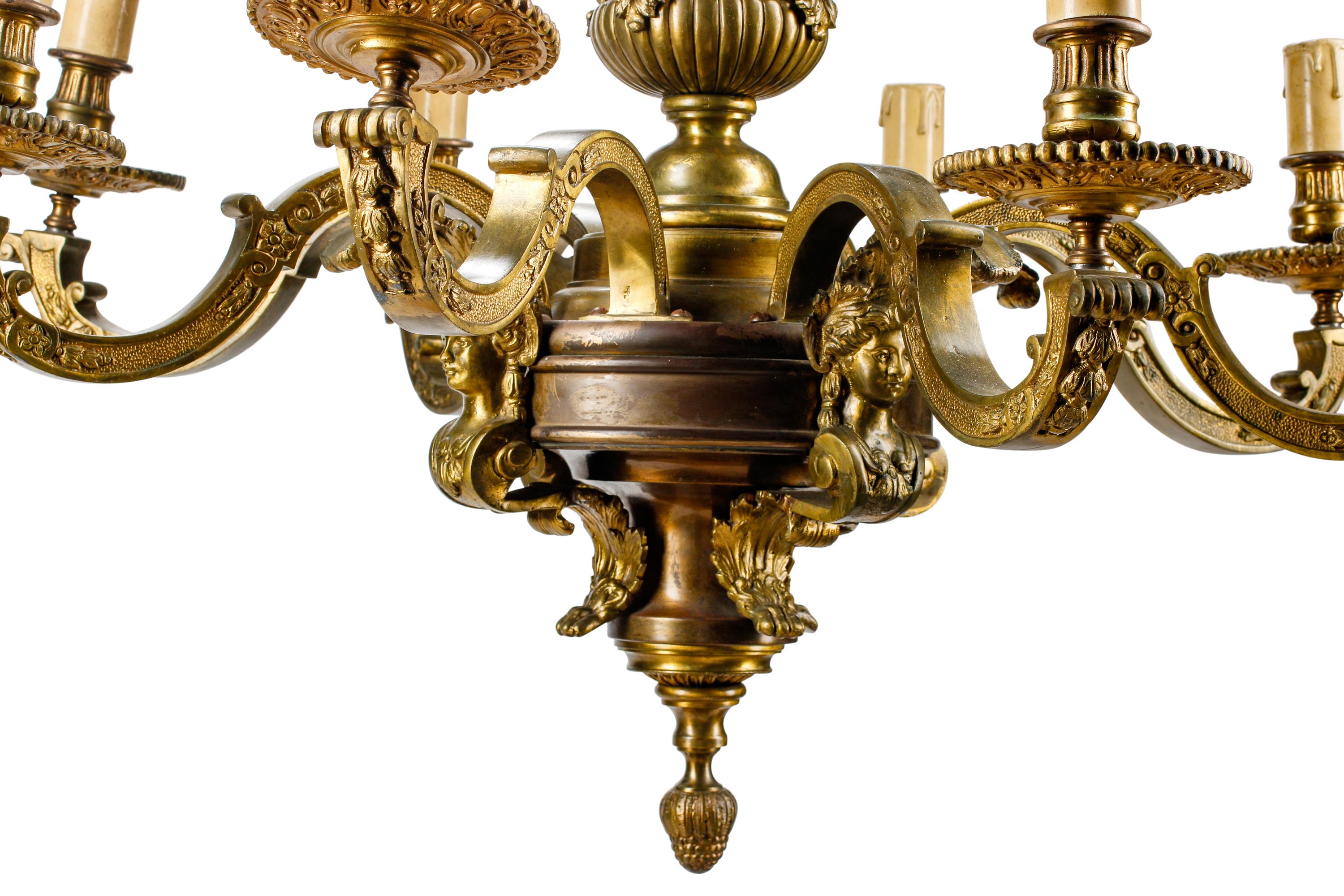 A Régence Style Bronze Eight-Light Chandelier