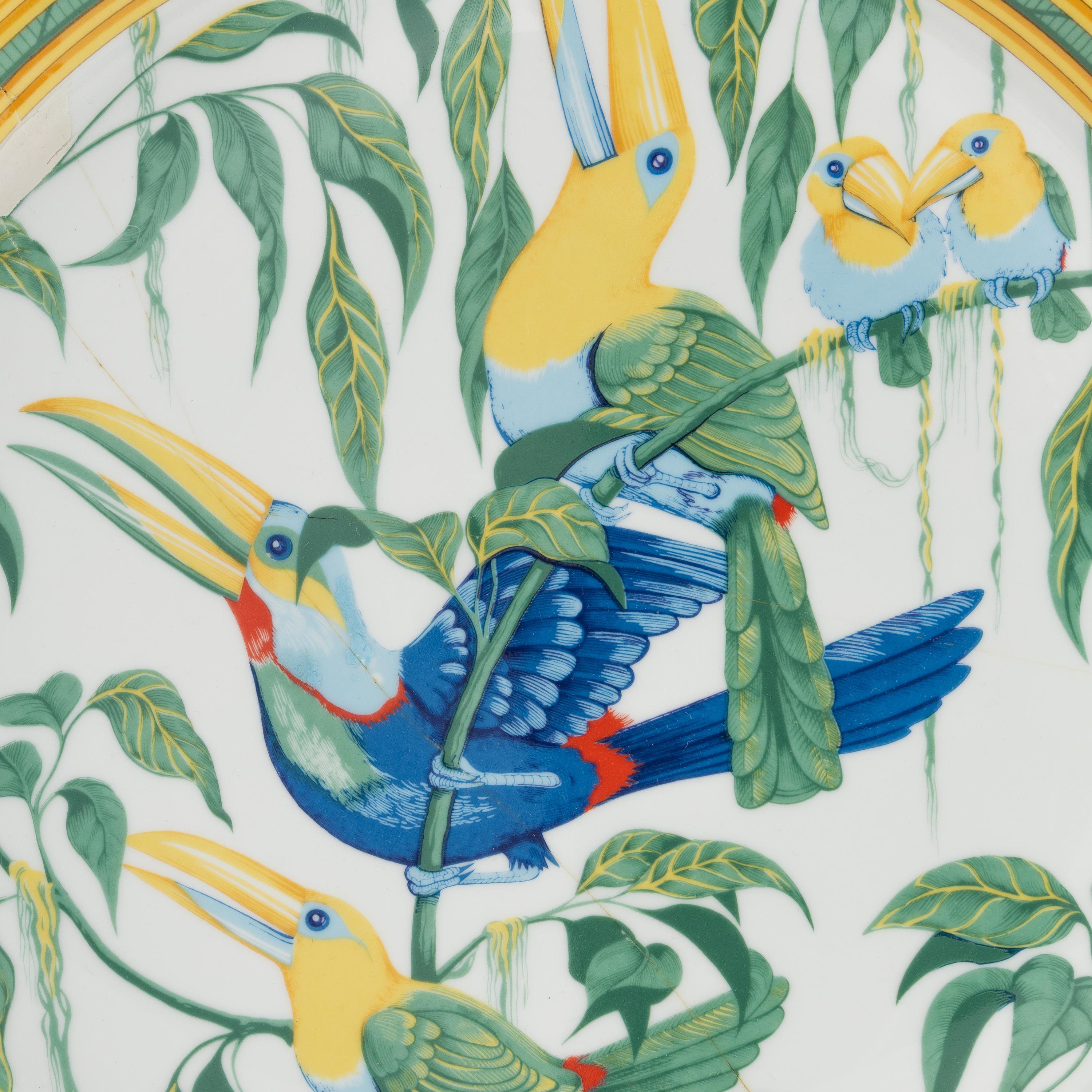 Two Hermès Toucans Porcelain Serving Articles