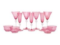 A Murano Colored Glass Stemware Service