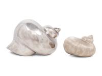 Two Mexican Silver Shell-Form Table Ornaments