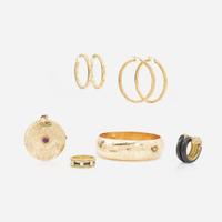 An Assorted Collection of Yellow Gold and Gemstone Jewelry