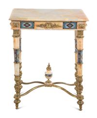 A French Onyx, Gilt Bronze and Champlevé Side Table